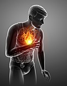 Man with chest pain, illustration