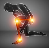 Man with knee pain, illustration