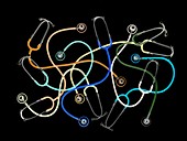 Multicoloured stethoscopes