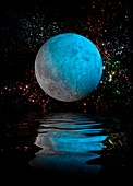 Moon reflecting on water, illustration