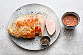Sous vide turkey breast with an almond sauce