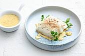 Sous vide cod with a mustard sauce