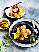 Coconut Fritters with Mango and Chilli Lime