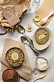Lentils with lemon and rice