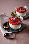 Panna cotta with pomegranate seeds