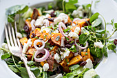 Goat's cheese, roast sweetpotato, saltinas, shallots and watercress salad