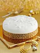White Christmas cake with fondant stars