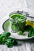 Vegan basil and tahini pesto