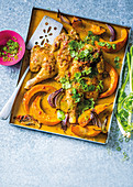 Whole roast chicken red curry with Hokkaido