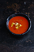 Roasted pepper soup with feta cheese