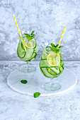 Detox cocktail with cucumber and lemon