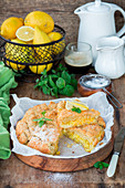 Lemon filling cake with butter pastry