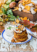 Potato fritters with mushrooms