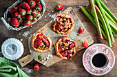 Mini strawberry and rhubarb pies