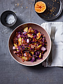Apple and red cabbage salad with bacon