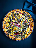 Polenta-Quiche mit Mangold und Grünkohl