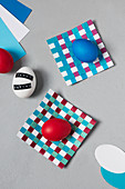 Handmade paper coasters and Easter eggs