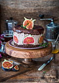 Chocolate cream cake with figs