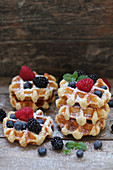 Belgian waffles with berries