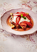 Rhubarb French Toast and creme fraiche