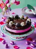 Easter Chocolate cake with truffles and easter eggs