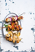 Three ways with chicken sosaties - ginger and lager, Durban tikka wings and Zingy greens