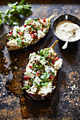 Aubergines filled with baba ganoush