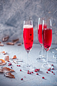 Pomegranate champagne cocktails