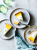Lime tart with cream, gluten-free, with almond flour
