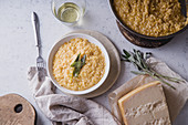 Pumpkin risotto with parmesan and sage