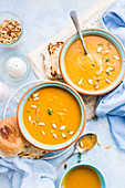 Three Bowls of Vegan Butternut squash soup