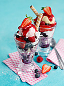 Knickerbocker Glory (ice cream desserts from England) with berries