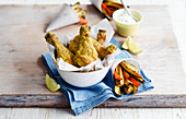 Fried chicken with vegetable fries