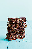 Crunchy chocolate bars, stacked