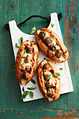 Sub sandwiches with veggie meatballs and cheese