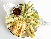 Vegetable tempura with a dip