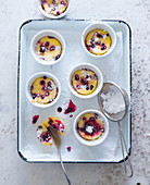 Semolina pudding with blueberries