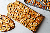 Gingerbread cookies in alphabet and number shapes