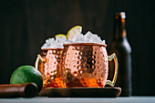 Moscow Mule (cocktail with vodka, ginger beer and lime)