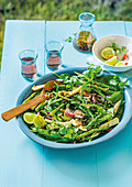 Asian-style green salad with grill asparagus