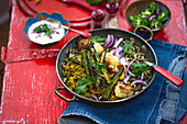 Wild rice with okra, cauliflower and coriander (vegan)
