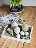 Handmade concrete Easter eggs