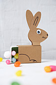 Easter bunny made from matchboxes and paper