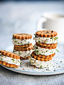 Parmesan and lapsang souchong tea cookies with savoury cream and balsamic vinegar
