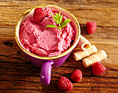 Raspberry ice cream with silk tofu and yoghurt