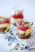 Warm Rhubarb, Ginger and Coconut Trifles