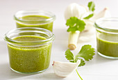 Mojo de cilantro (cold coriander sauce with garlic, Canary Islands)