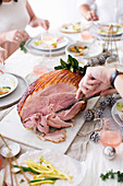 Cutting Basic Glazed Ham