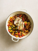 Ratatouille with grilled halloumi (low carb)