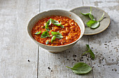 Quick red lentil chilli with cannellini beans